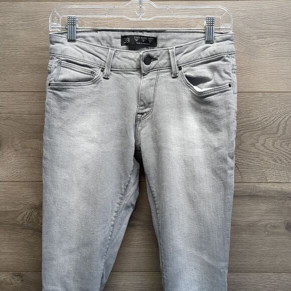 Zara Low Rise Gray Stretch Skinny Jeans Women's Regular Size 6 - Picture 2 of 9